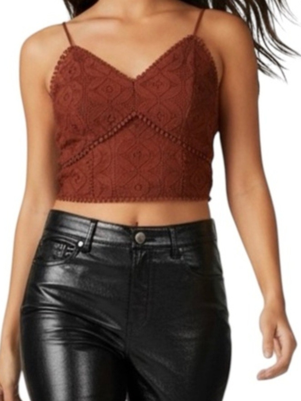 Crochet Lace Bandeau Bralette - Burgundy